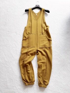 NEW! FP Movement Mustard Onsie Sweat Shirt Fabric sz XS Overalls Free People